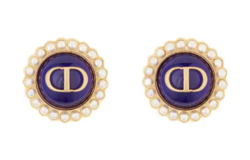 DIOR Stud Earrings Women's Gold/Marine Blue