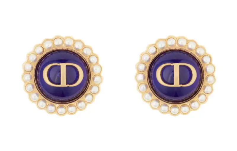 DIOR Stud Earrings Women's Gold/Marine Blue