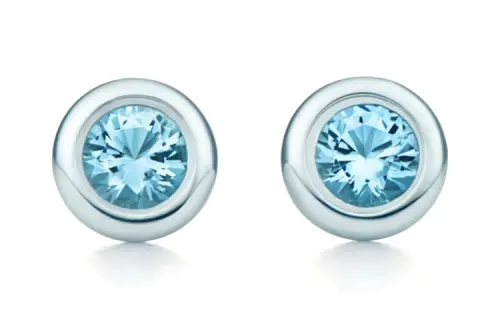 TIFFANY & CO. Sterling Silver With Aquamarine Stud Earrings Unisex Silver