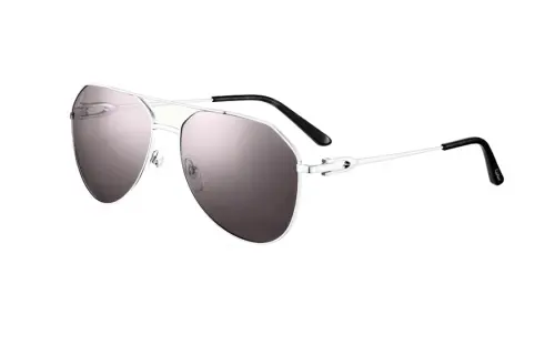 CARTIER Metal Platinum Plated Aviator Sunglasses Unisex Silver