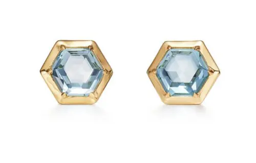 TIFFANY & CO. 18K Gold Topaz Stud Earrings Women's Blue/Gold