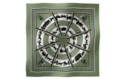 HERMES Silk Scarves Women's Green