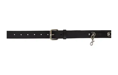 Vetements D Ring Detail Leather Belts Men's Black Width 3CM