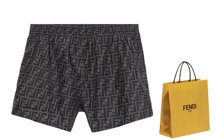 Мужские шорты Fendi SS22 Logo (черные) — Сумка и коробка для покупок не включены — фото 3