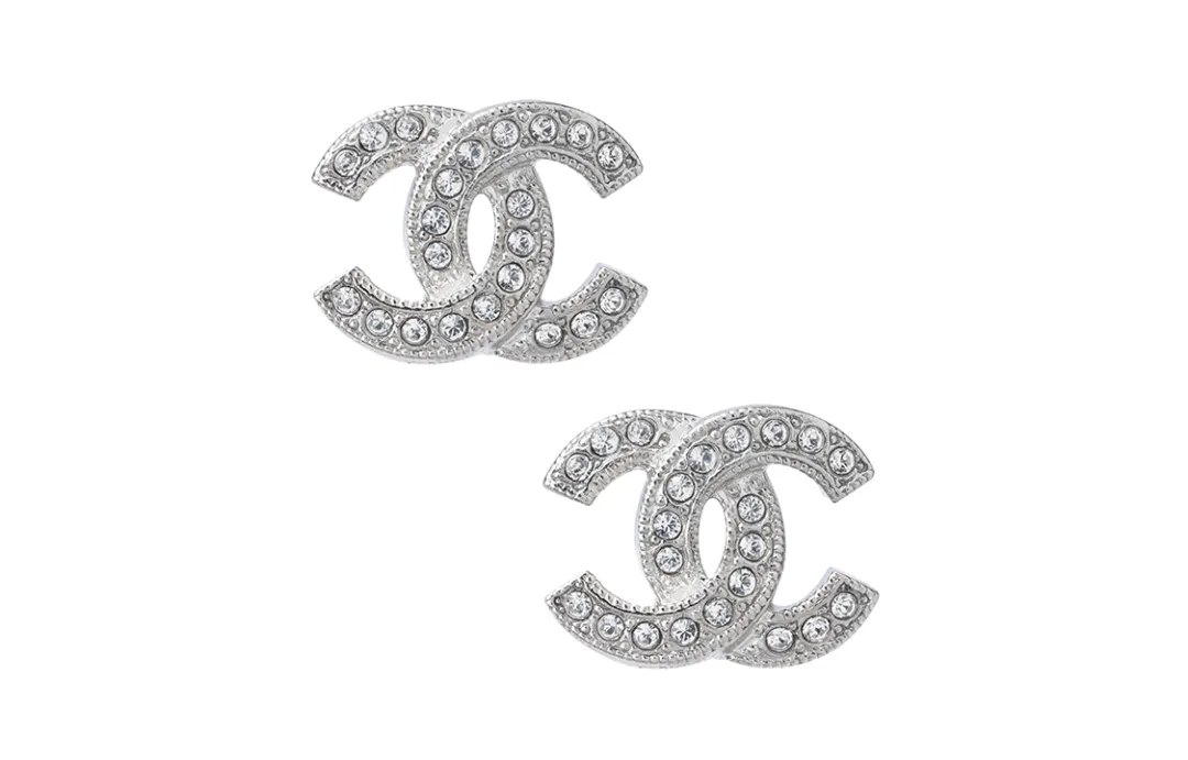 CHANEL Metal Stud Earrings Women's Silver