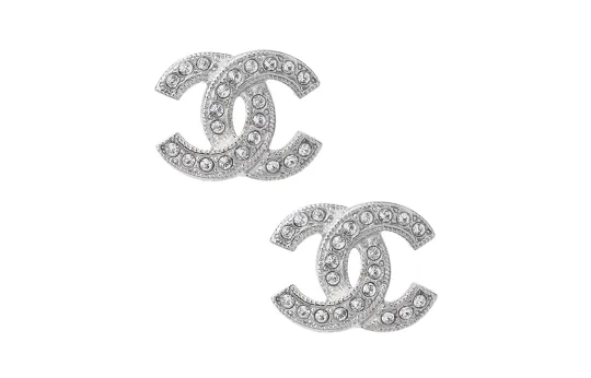 CHANEL Metal Stud Earrings Women's Silver