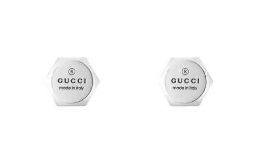 GUCCI Trademark Stud Earrings Unisex Silver