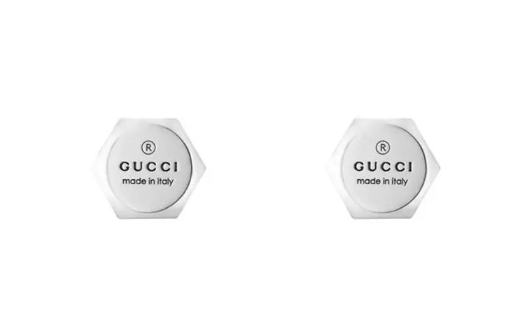 GUCCI Trademark Stud Earrings Unisex Silver