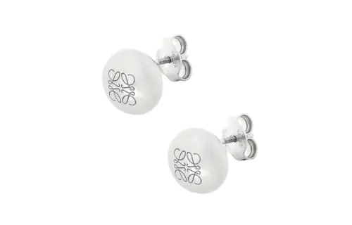 LOEWE Sterling Silver Anagram Pebble Earrings