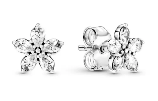 Pandora 925 Silver Cubic Zirconia Stud Earrings Women's Silver