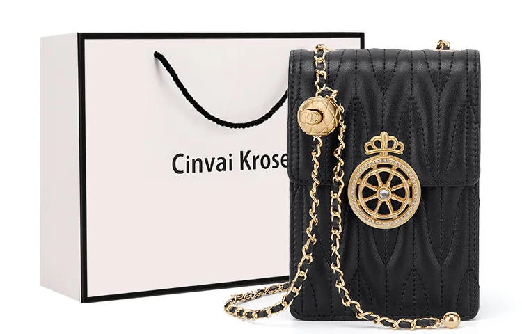 CinvaiKrose Cow Leather With Synthetic Leather Mini Small Bag, Cell Phone Pouch, Shoulder Bag, Crossbody Bag Small