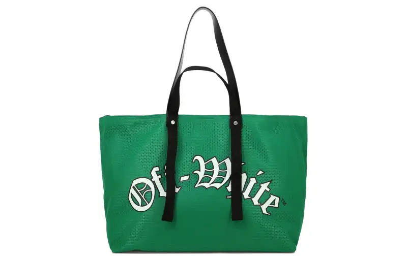 OFF-WHITE Logo Printed Mesh Top Handle Bag