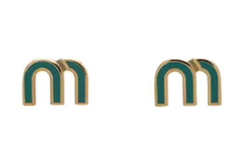 MIU MIU Metal Stud Earrings Women's Green