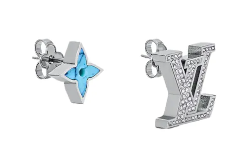 LOUIS VUITTON Artificial Crystal Stud Earrings Unisex