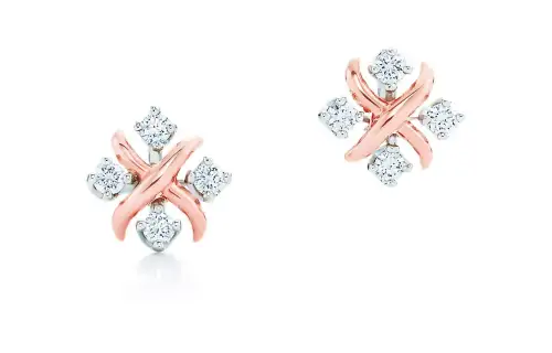 TIFFANY & CO. Schlumberger Series 18K Rose Gold Stud Earrings Women's