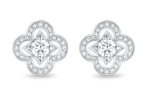 LOUIS VUITTON Stud Earrings Unisex White
