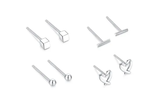 IWE S999 Silver Stud Earrings Women's
