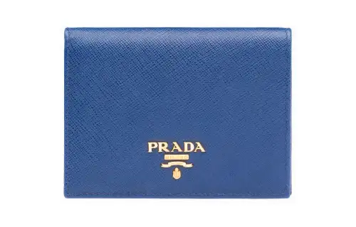 PRADA Saffiano Leather Wallet Small Women's Blue