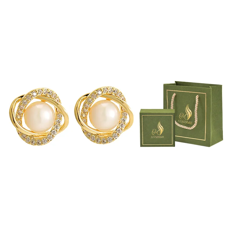 SENDME Alloy Freshwater Pearl Stud Earrings Women's