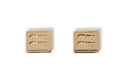 MIU MIU Metal Stud Earrings Women's Gold