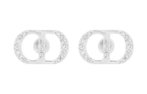 DIOR Sterling Silver, Crystal Stud Earrings Men's Silver