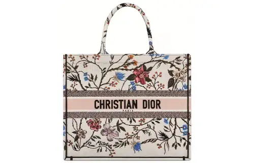 DIOR BookTote Handheld Embroidery Tote Bag, Shopping Bag, Handbag Women's Beige