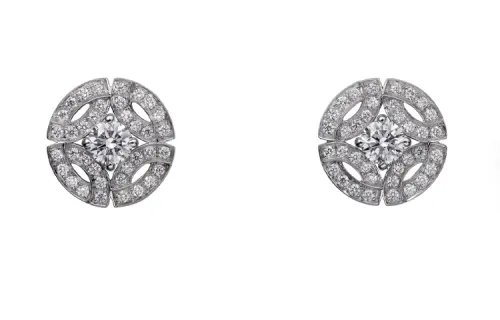 CARTIER 18K Gold Diamond Stud Earrings Unisex White Gold