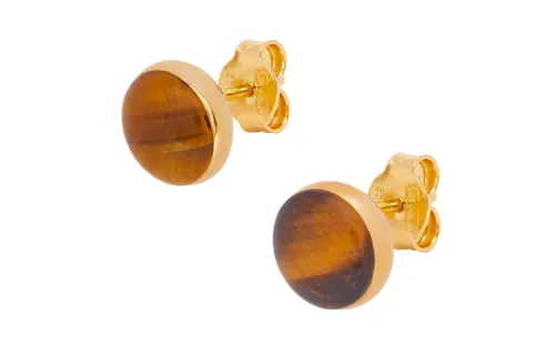 LOEWE Sterling Silver, Tiger's Eye Stone Stud Earrings Women's Brown