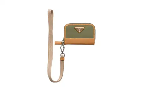 PRADA Recycled Nylon Coin Purse Men's Army Green & Caramel