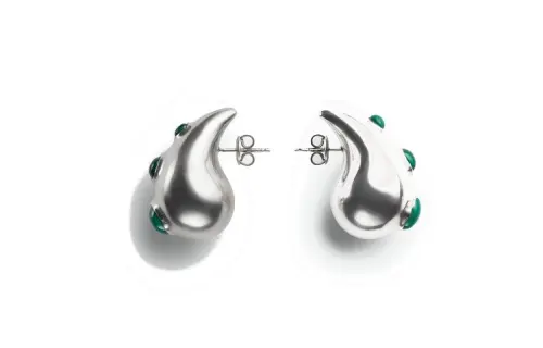 Bottega Veneta 925 Sterling Silver, Malachite Stud Earrings Women's Silver