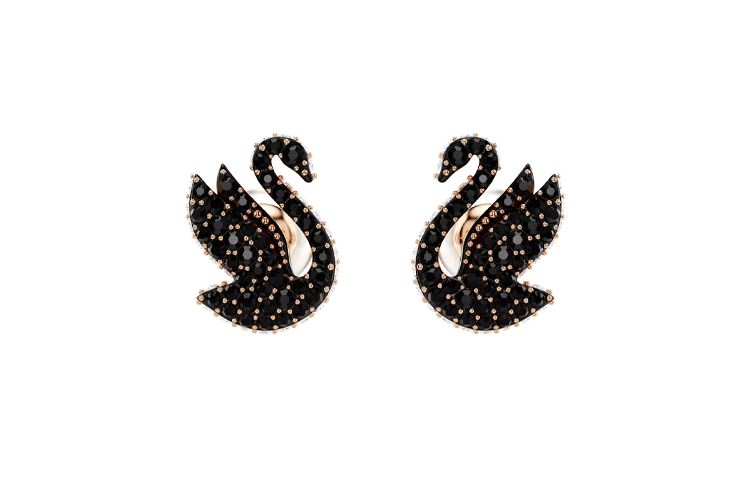 Женские серьги Swarovski Swan (черные)