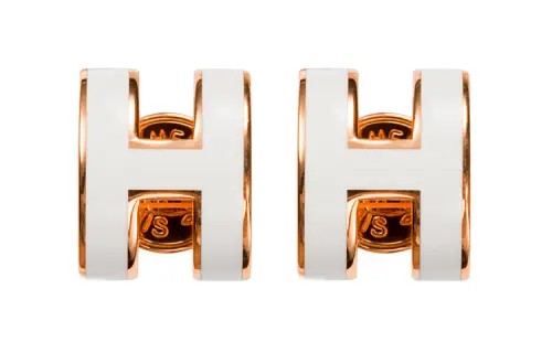 HERMES Earrings Pop H Mini Blanc