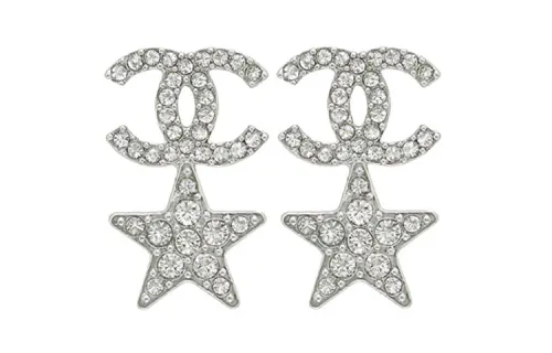 CHANEL Rhinestone Stud Earrings Women's