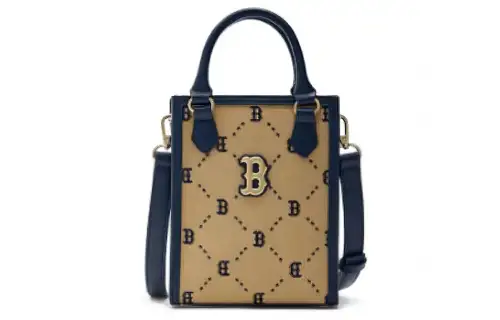 MLB PVC Tote Bag, Shopping Bag, Shoulder Bag, Crossbody Bag, Handbag Mini Unisex Khaki & Blue