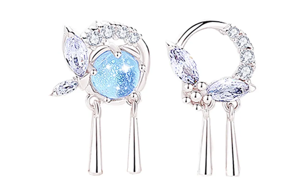 LUCKY ZHY 925 Sterling Silver Stud Earrings Women's