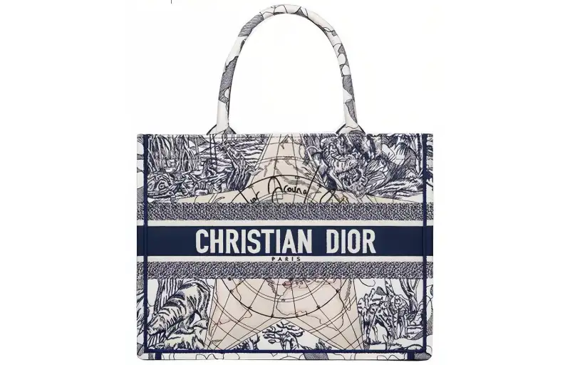 DIOR BookTote Canvas Bag, Tote Bag, Shopping Bag, Handbag Small Women's Blue
