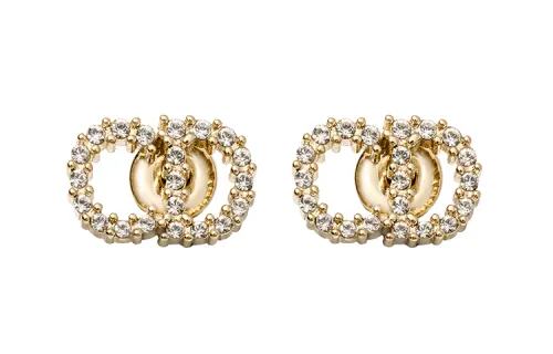 DIOR Metal Stud Earrings Women's Gold
