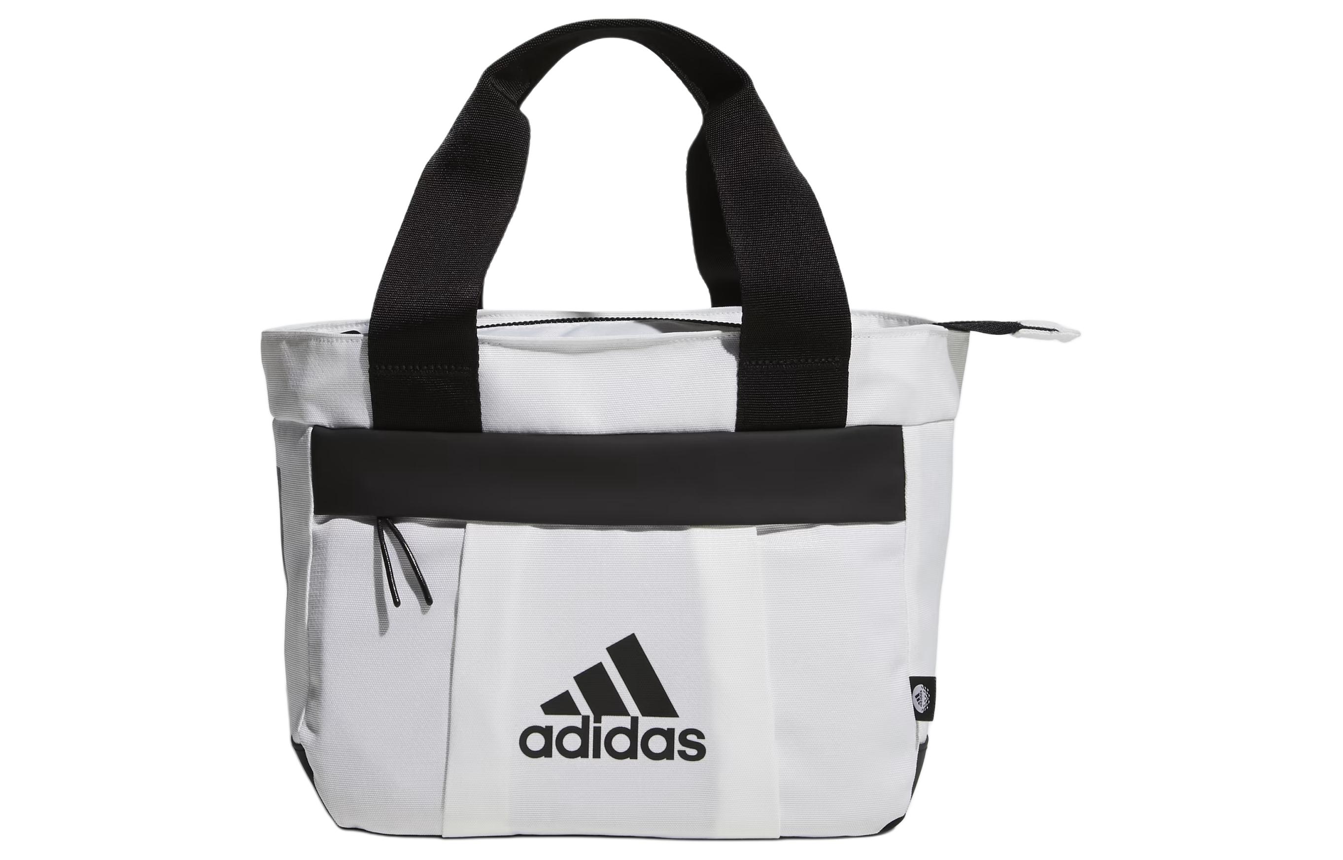 Adidas Recycled Polyester Plain Weave Fabric Handbag Men's White & Black