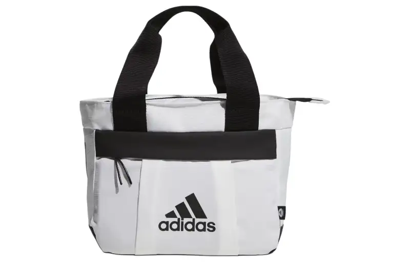 Adidas Recycled Polyester Plain Weave Fabric Handbag Men's White & Black
