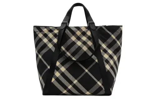 Burberry Leather Tote Bag, Shopping Bag, Handbag Women's Black & White