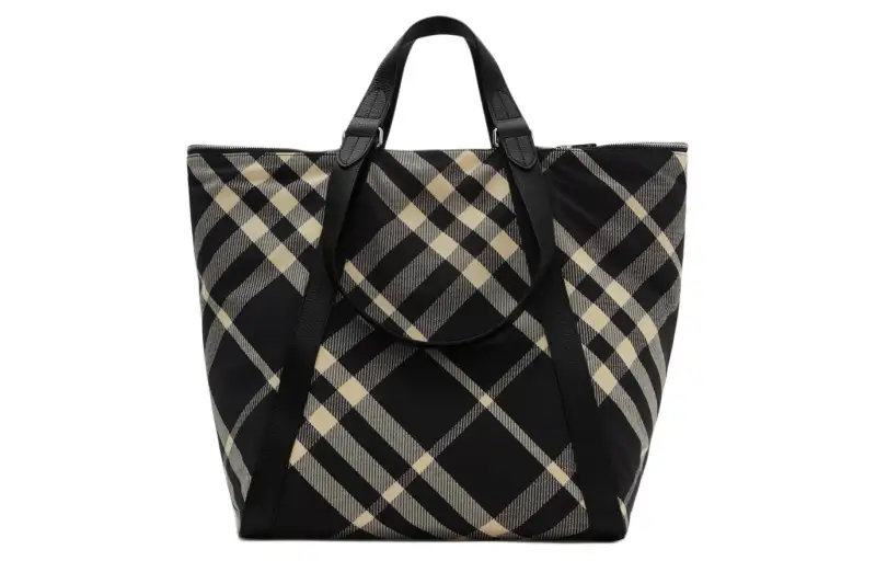 Burberry Leather Tote Bag, Shopping Bag, Handbag Women's Black & White