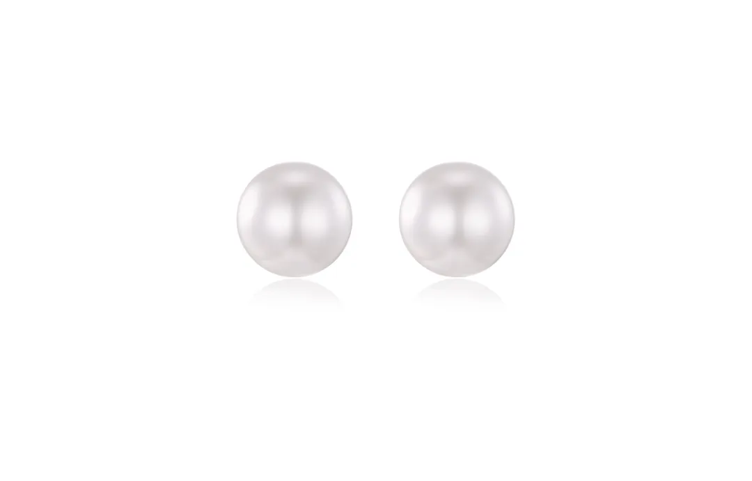 MCK 925 Silver Imitation Pearl Stud Earrings Women's