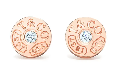 TIFFANY & CO. 18K Rose Gold, Diamond Stud Earrings Women's