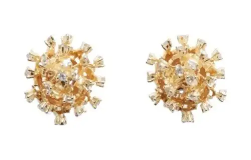 Bottega Veneta 925 Sterling Silver, Synthetic Cubic Zirconia, 18K Gold Plated Stud Earrings Women's Gold