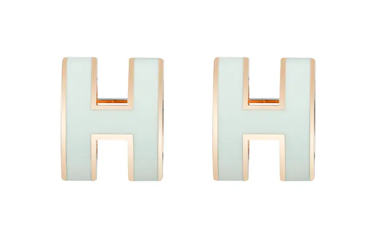 HERMES Rose Gold Stud Earrings Women's
