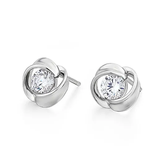 KADER Stud Earrings Women's Silver White, Elegant Goddess Premium Box