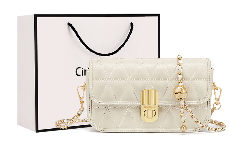 Fashionable universal leather synthesized small bag with diamond pattern, small multicoloured one-shoulder bag, Chanel style, chain bag