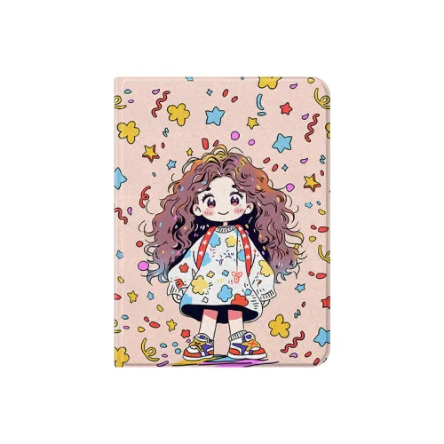 Ten cents MSMF graffiti cartoon curly girl cute with pen slot 30% off for men and women iPad air4/5 10th generation 10.9-inch iPad5/6/10.2-inch 2022 model 12.9/11-inch 9.7-inch tablet protective case