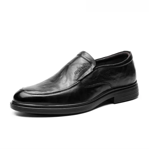 AOKANG cow leather soft-soled slip-ons, formal leather shoes, men's style