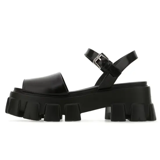 PRADA Monolith Strap Sandals Women's Black